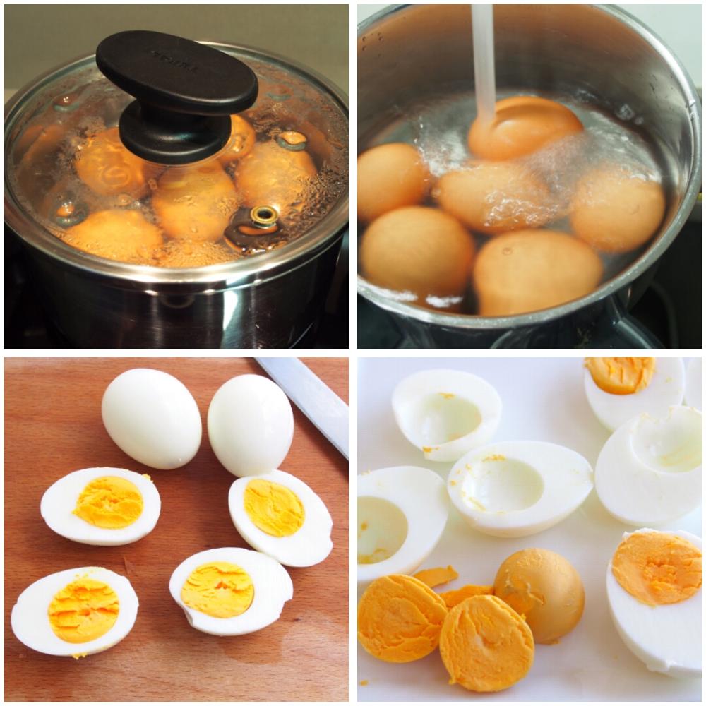 Huevos rellenos de surimi - Paso 1