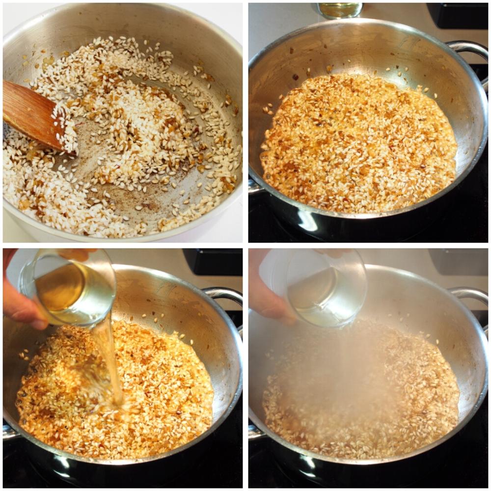 Risotto de gambas y calabacín - Paso 4