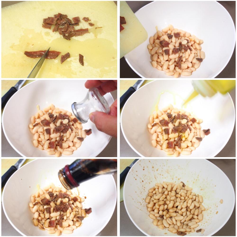 Ensalada de alubias con queso y anchoas - Paso 3