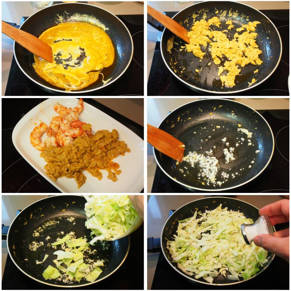Noodles de arroz fritos con curry y gambas - Paso 6