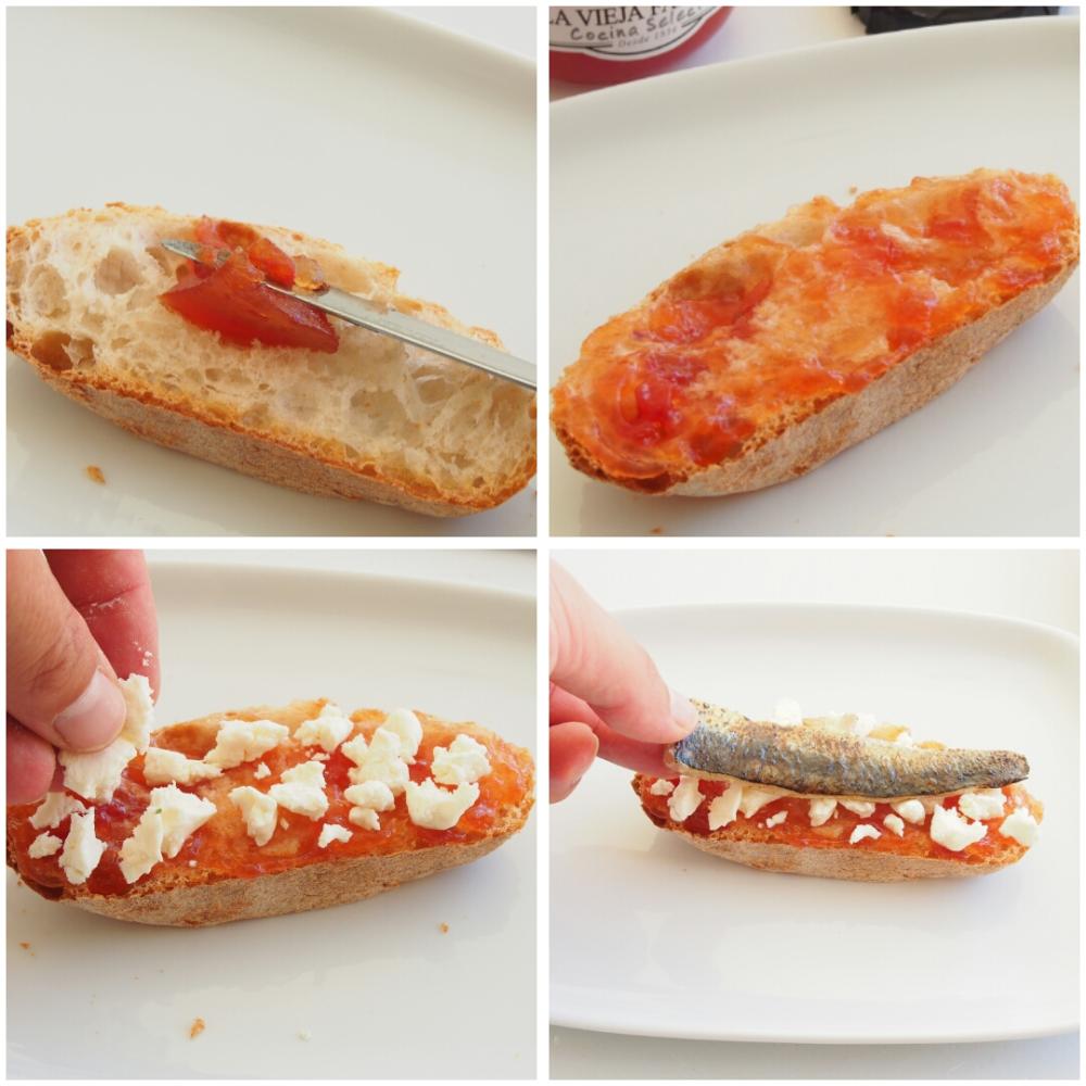 Tosta de sardina a la llama, mermelada de tomate y Queixo do Cebreiro - Paso 6