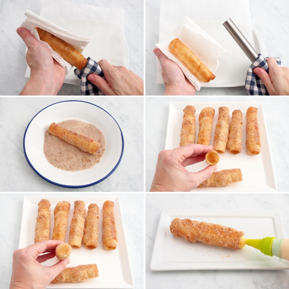 Cañas fritas rellenas de crema - Paso 11
