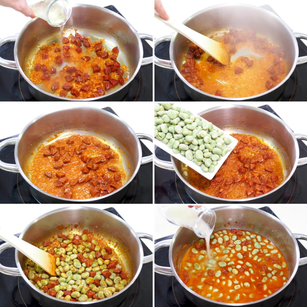 Habas con chorizo - Paso 4