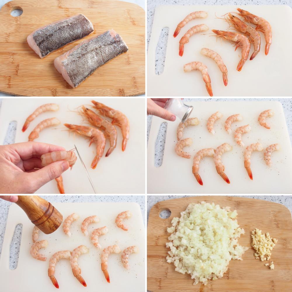 Merluza con gambas - Paso 1
