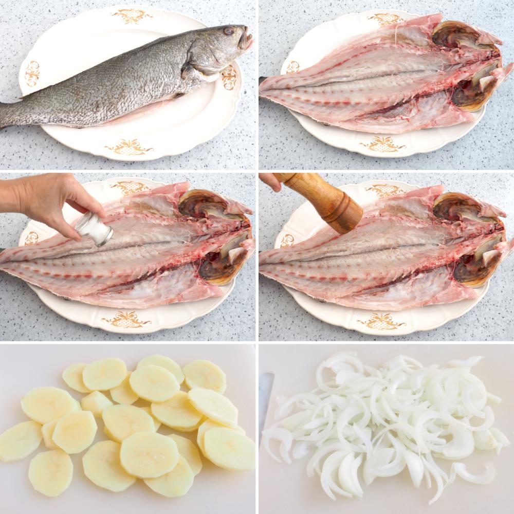 Corvina al horno con patatas - Paso 1