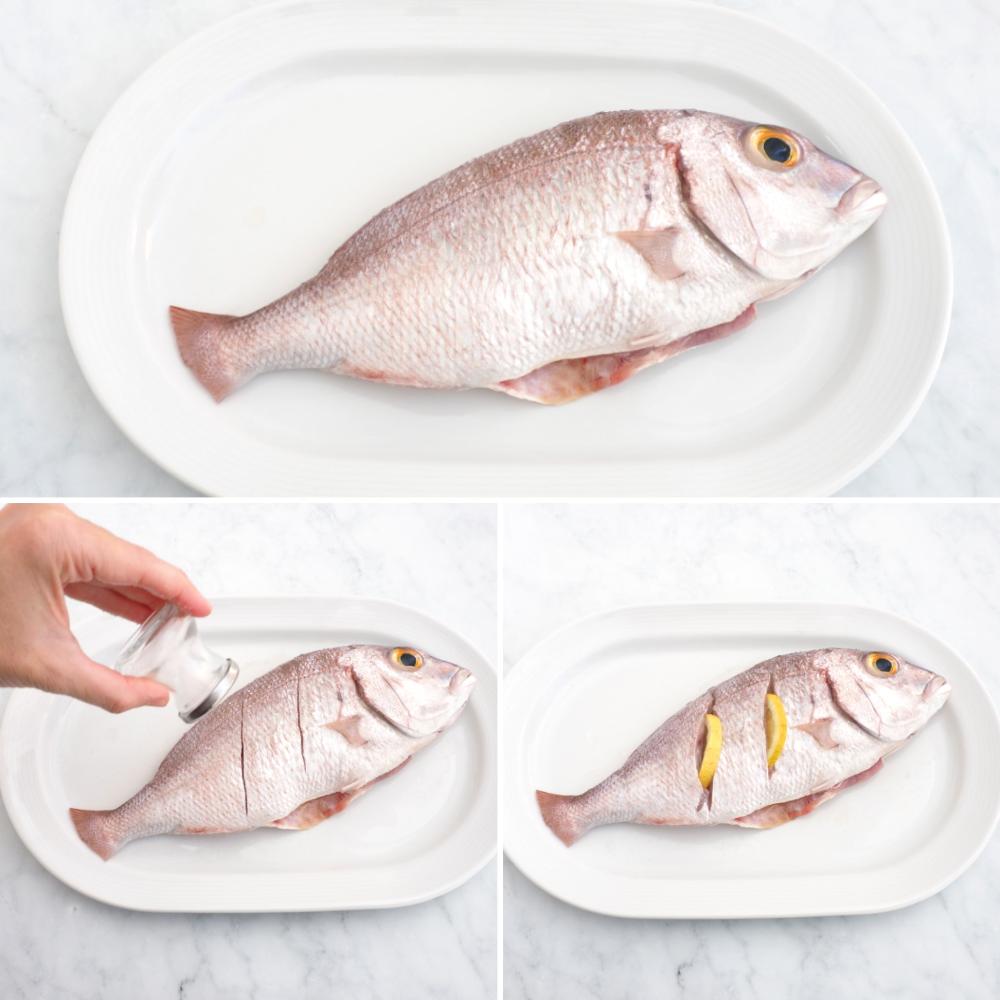 Pargo al horno con patatas - Paso 1