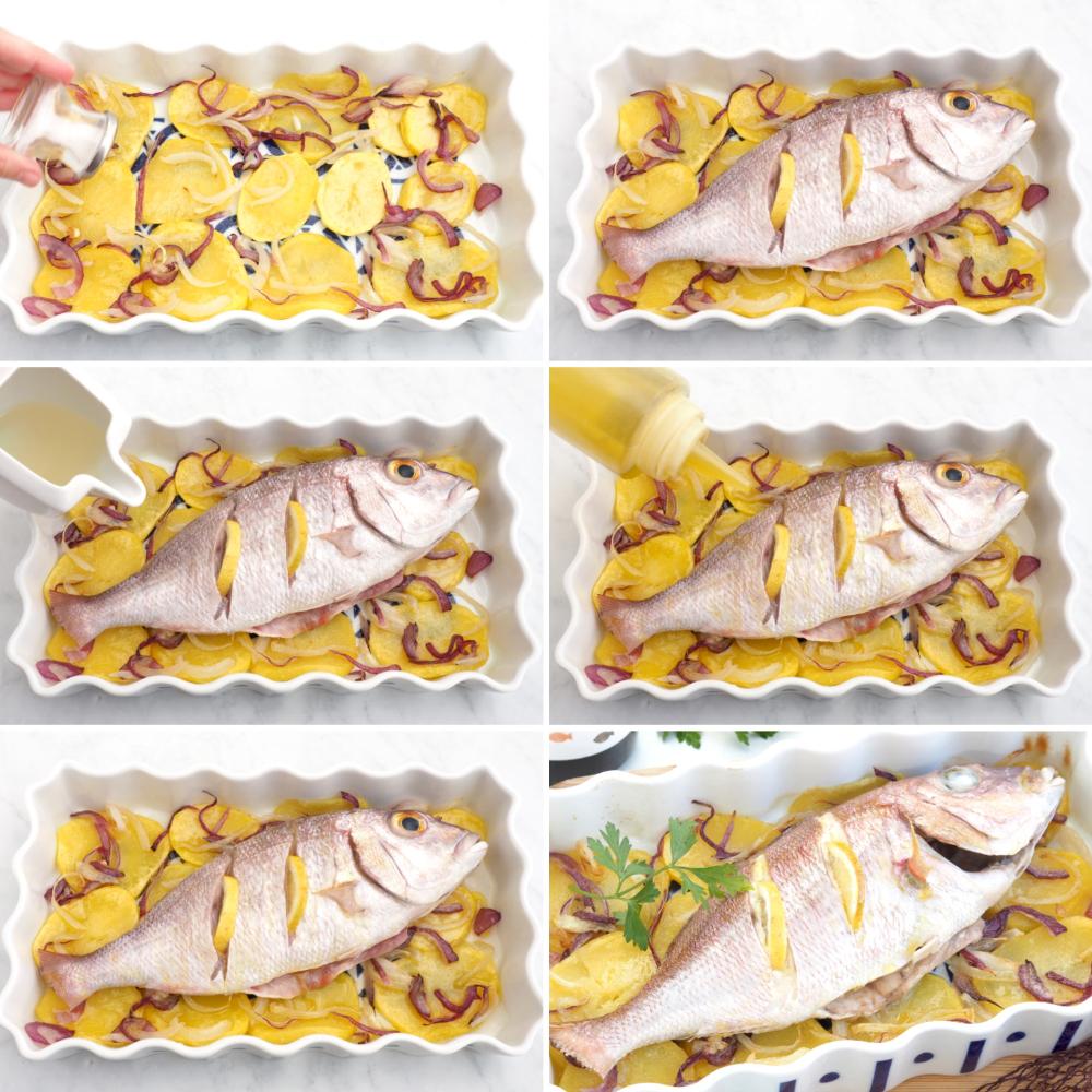 Pargo al horno con patatas - Paso 3
