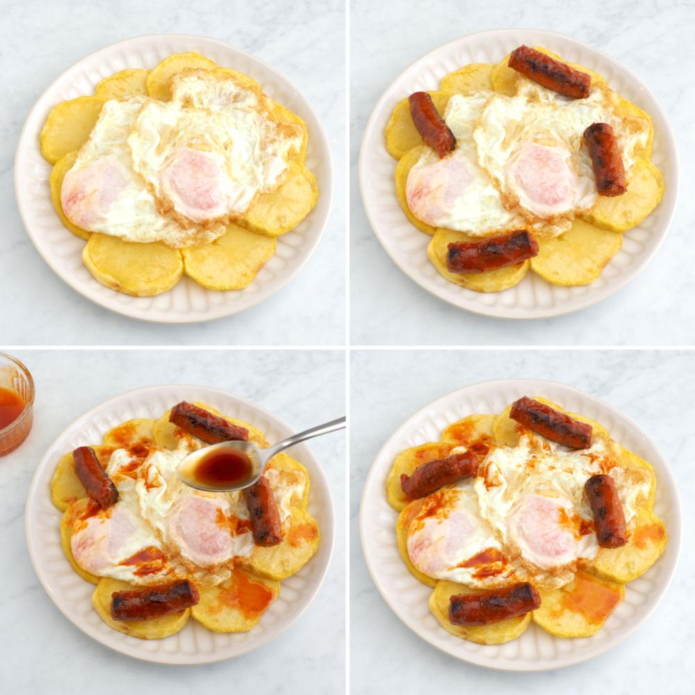 Huevos rotos con chistorra - Paso 5