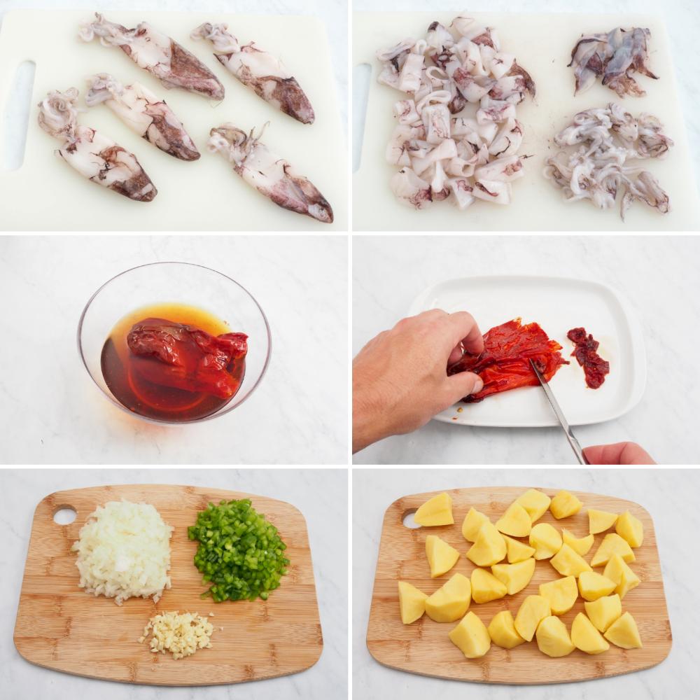 Calamares guisados con patatas - Paso 1