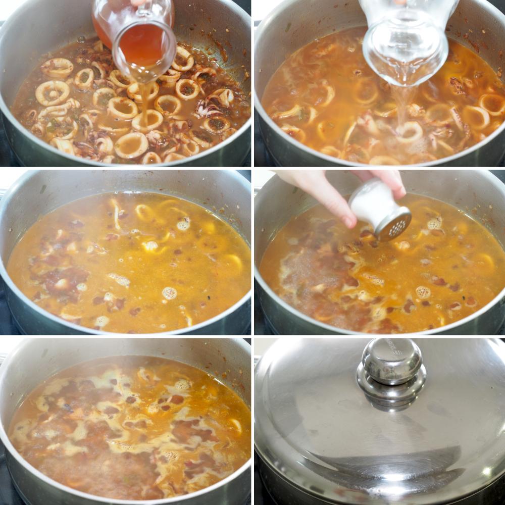 Calamares guisados con patatas - Paso 6