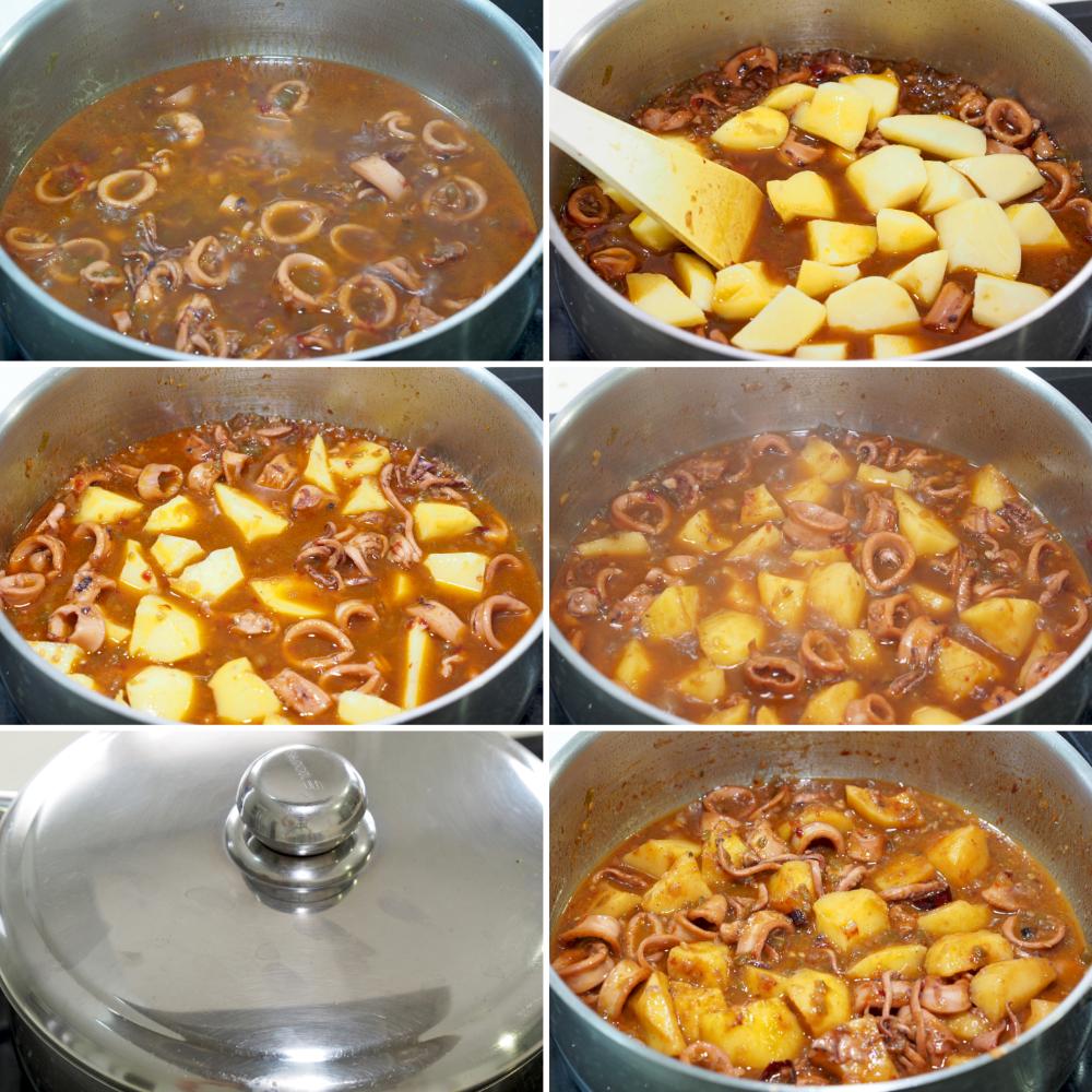 Calamares guisados con patatas - Paso 7
