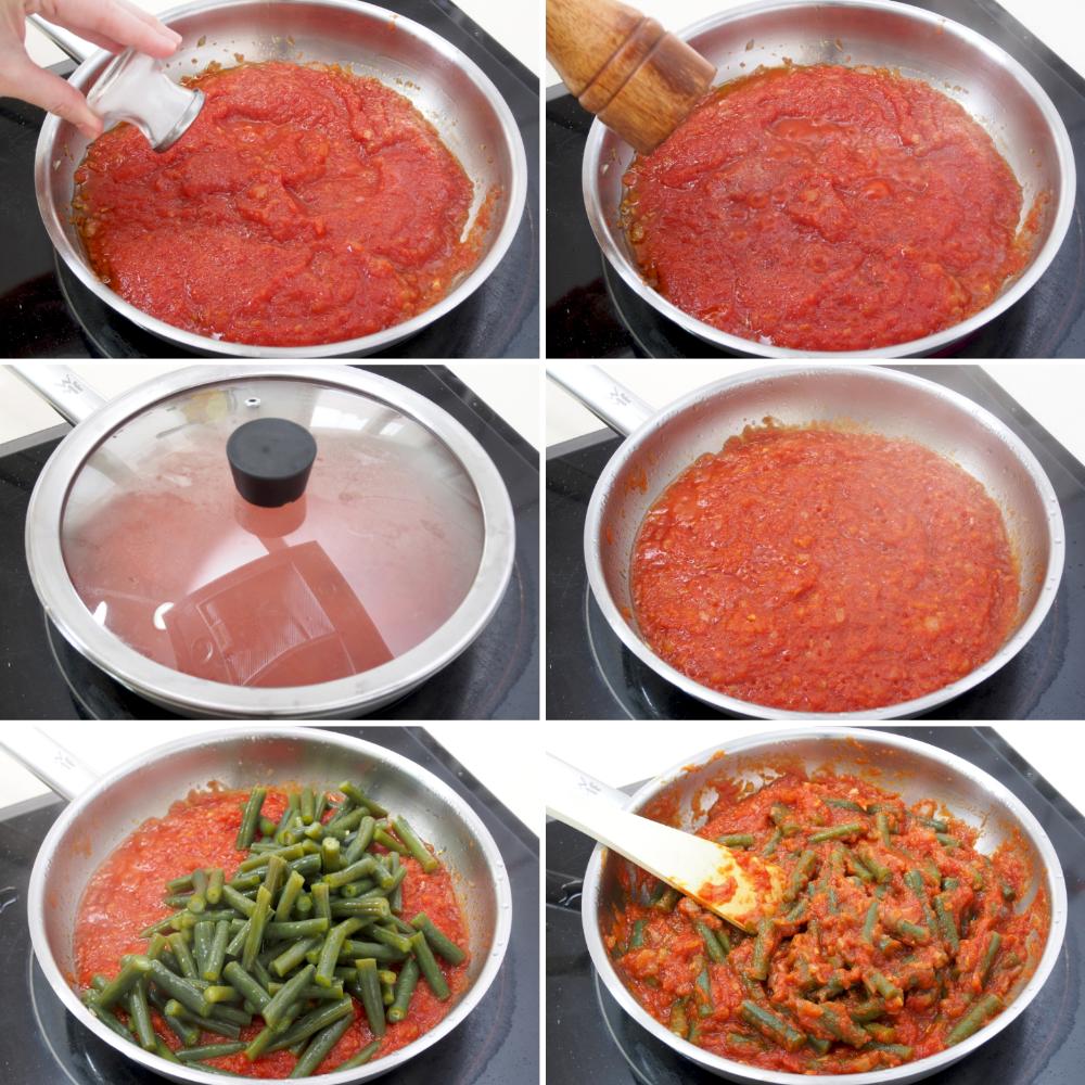 Judías verdes con tomate y huevo - Paso 4