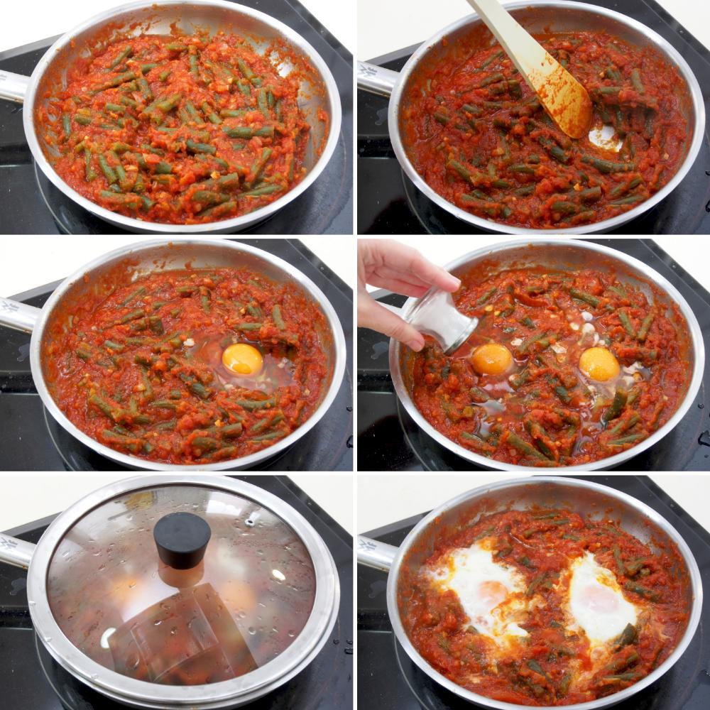 Judías verdes con tomate y huevo - Paso 5