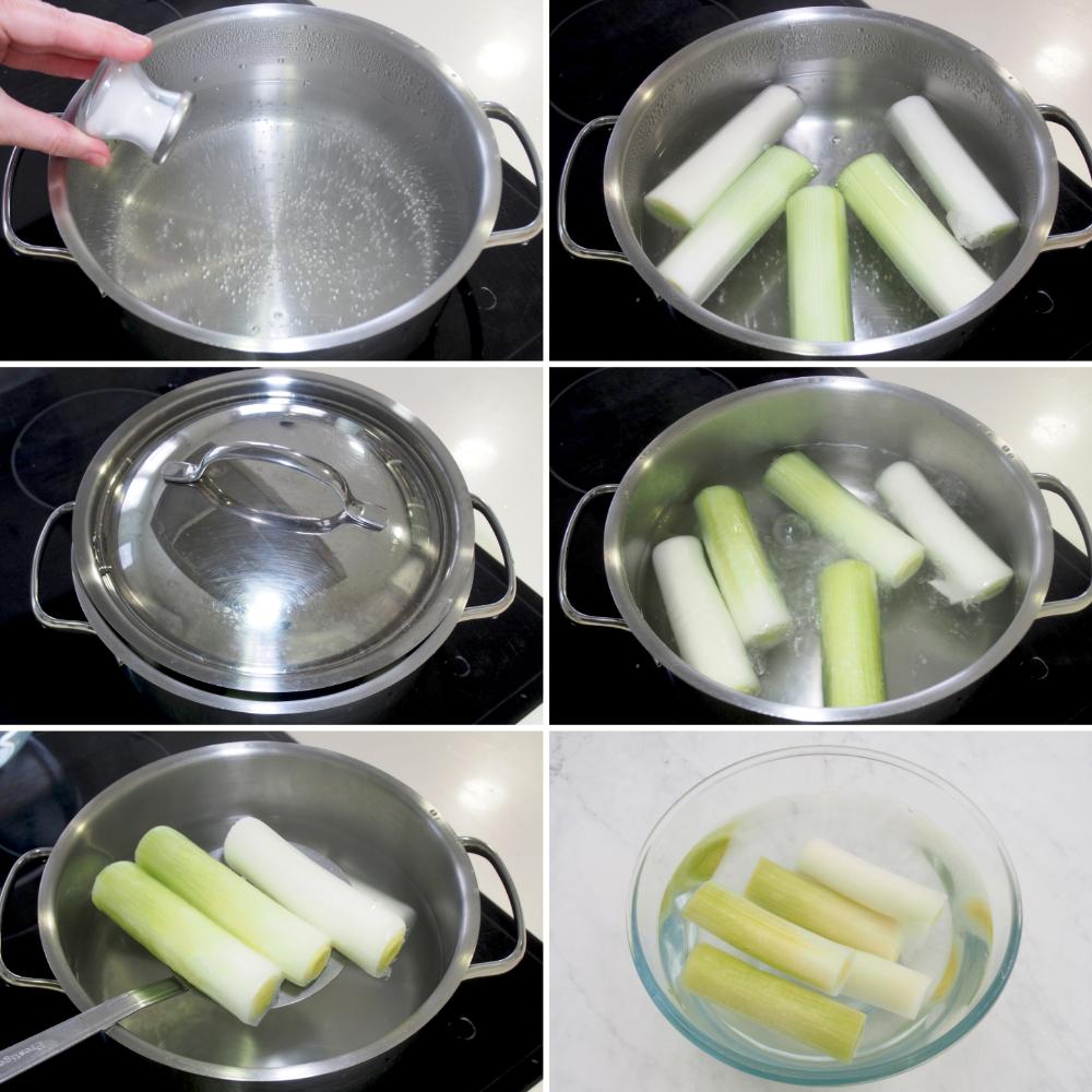 Puerros gratinados con bechamel - Paso 2