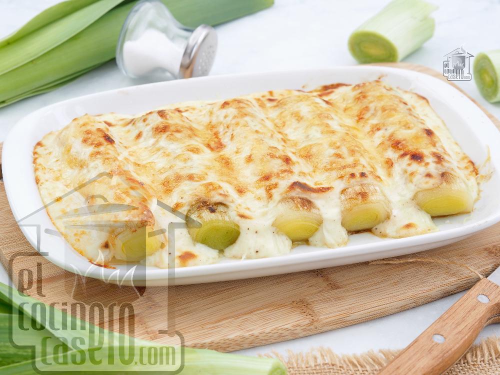 Puerros gratinados con bechamel