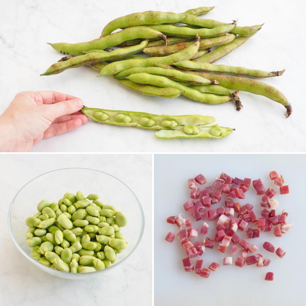 Habas con jamón - Paso 1