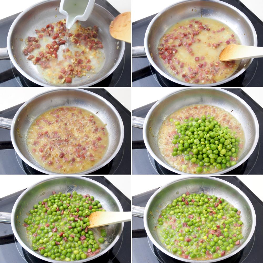 Guisantes con jamón y huevo - Paso 4