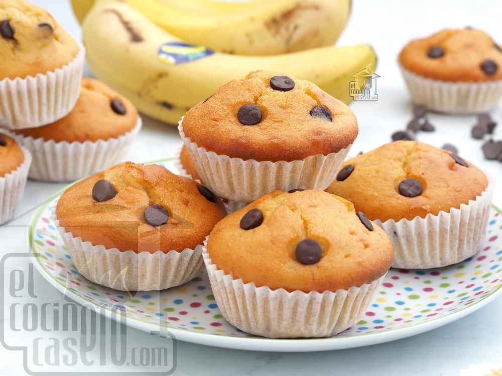 Magdalenas de plátano y pepitas de chocolate