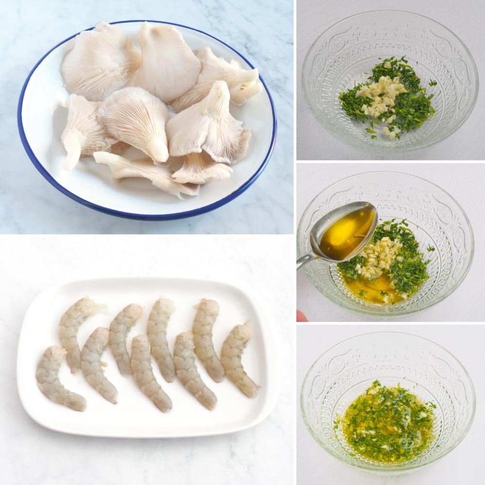 Ensalada templada de setas y langostinos - Paso 1