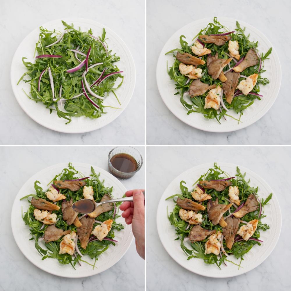 Ensalada templada de setas y langostinos - Paso 5