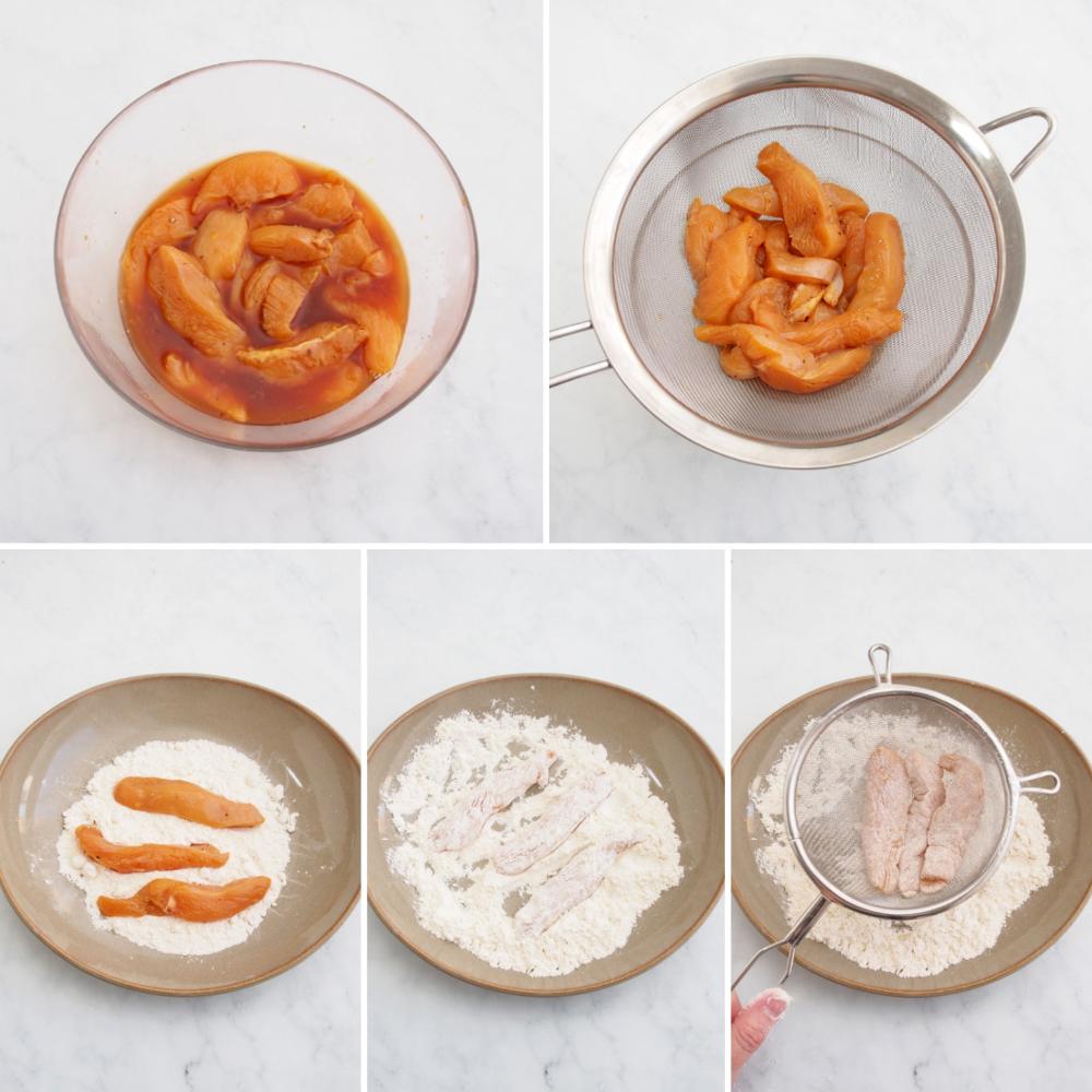 Crujientes de pollo marinado con mayonesa de curry - Paso 3