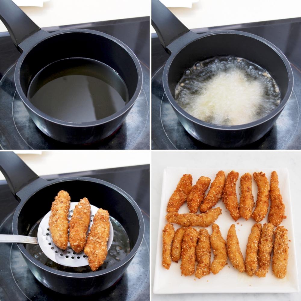 Crujientes de pollo marinado con mayonesa de curry - Paso 5