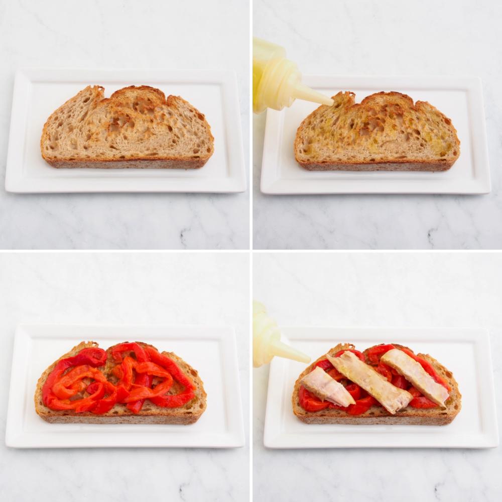 Tosta de ventresca de atún y pimientos - Paso 2