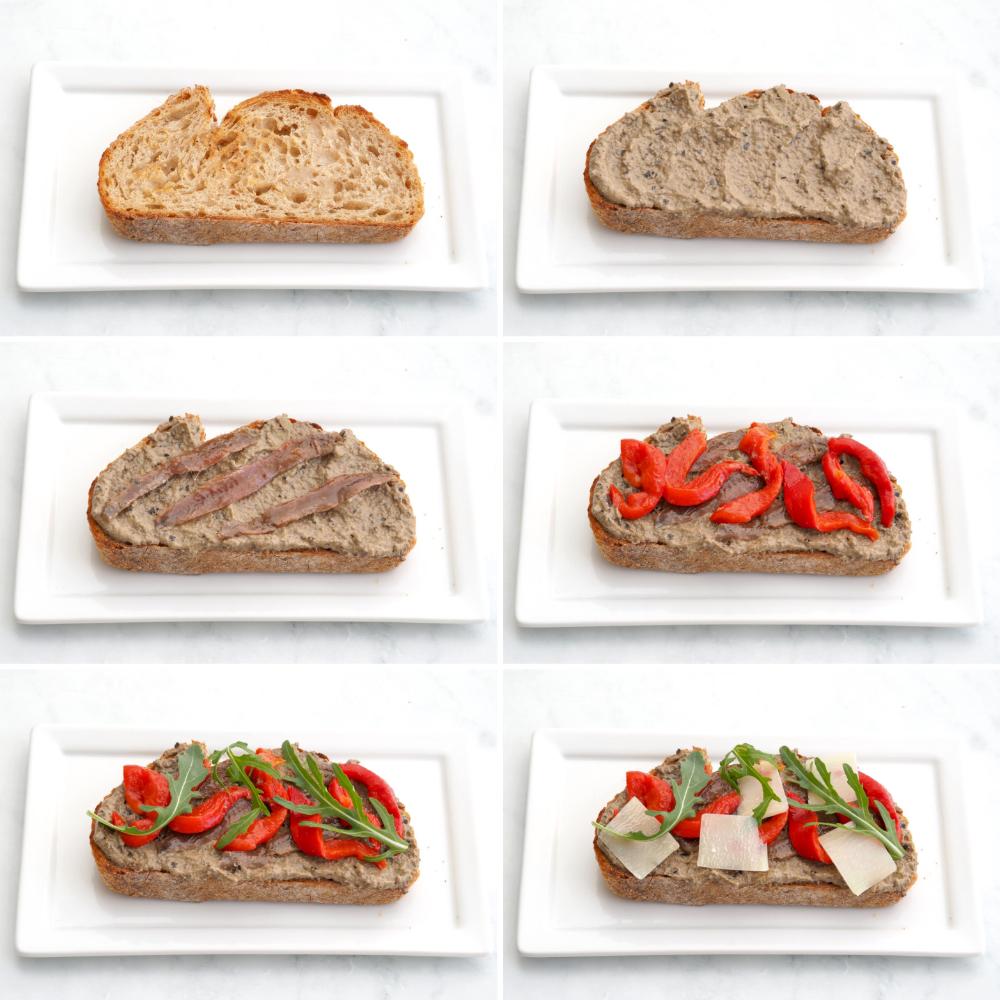Tosta de tapenade anchoas y pimiento - Paso 2