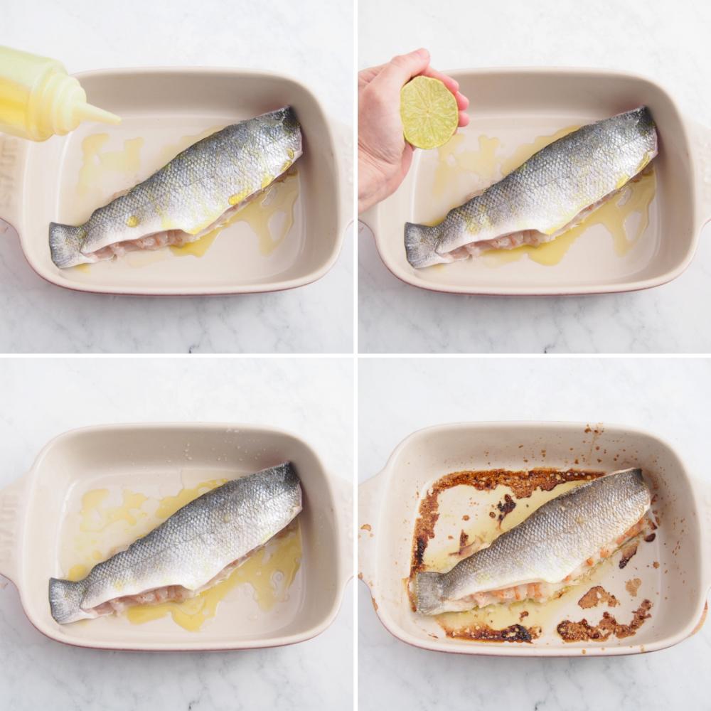 Lubina rellena de gambones con toque de lima - Paso 4