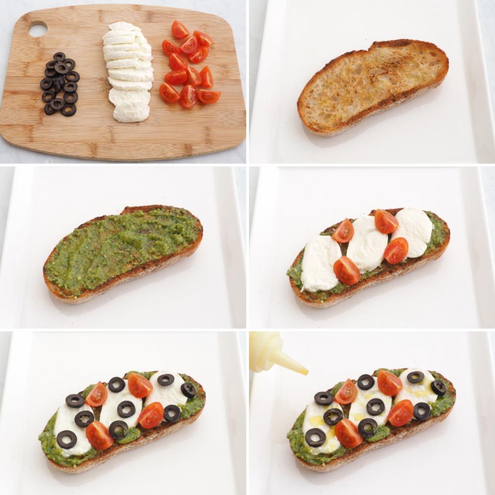Tosta de pesto, mozzarella y cherrys - Paso 2