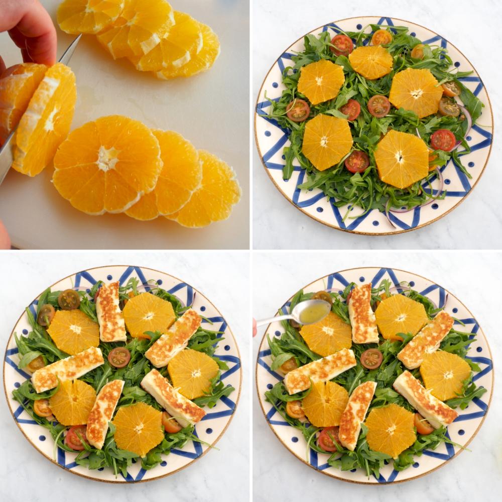 Ensalada de queso Halloumi a la plancha - Paso 4