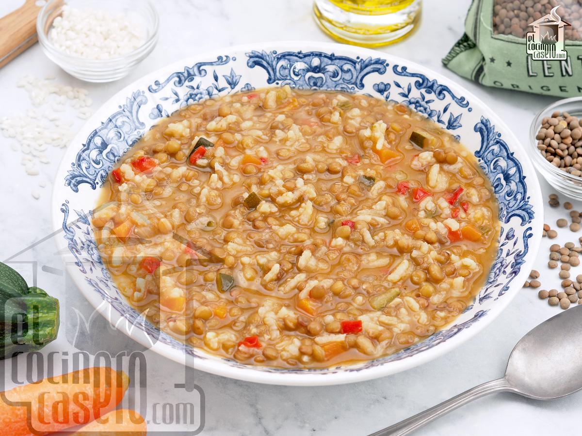 Lentejas con arroz para 4 personas · El cocinero casero - De Cuchara